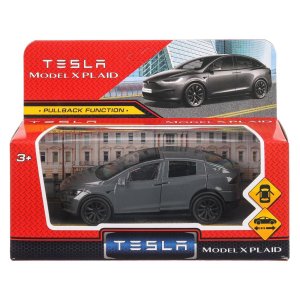 Модель Маш tesla model x plaid металл 12 см двери серебр MODELX-12-GY-WOD