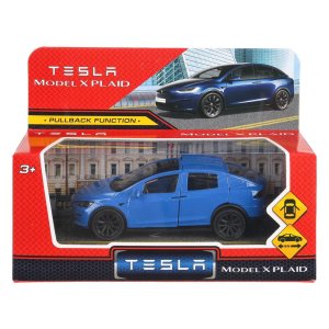 Модель Маш tesla model x plaid металл 12 см двери синий MODELX-12-BU-WOD