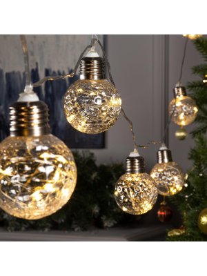 НИТЬ ROSA. 3 м, с насад. “Лампочки шары” 5 см, IP20, Н.С. LED-80-12V, 8 режимов, Т/БЕЛЫЙ 6929866