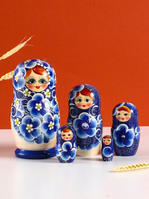 Матрешка Марина гжель  5 кукольная 19 см 10846518