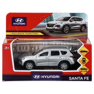 Машина металл HYUNDAI длина 12 см двер багаж инер серебрист SANTAFE2-12-SR
