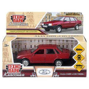 Машина металл LADA-21099 СПУТНИК 12 см двери багаж инерц красный кор 21099-12-RD