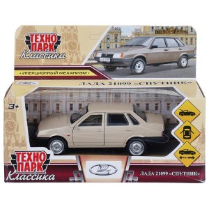 Машина металл LADA-21099 СПУТНИК 12 см двери багаж инерц бежевый кор 21099-12-BG