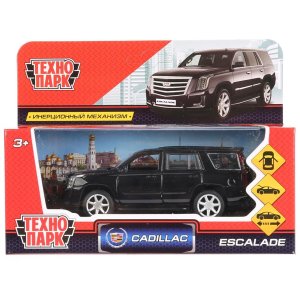 Машина металл CADILLAC ESCALADE 12 см двери багаж инерц черный кор Технопарк в кор ESCALADE-BK