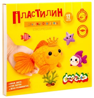 Пластилин классический 12цв ДЛЯ ЮНЫХ ФАНТАЗЁРОВ 180 г ассорти со стеком ПКМ12-ПК