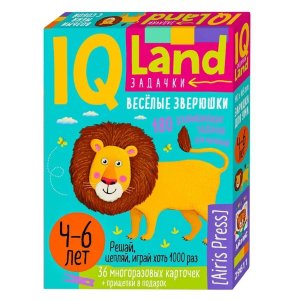 IQ Многоразовые карточки с прищепками Веселые зверушки 4+