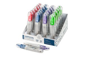 Циркуль металлический Школа L-125 мм синий красный зеленый фиолетовый ЦЧП-40