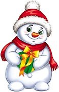Плакат фигурный Снеговик с подарком Ф-16569