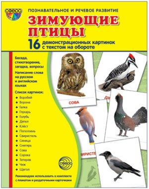 Демонстр карт Супер Зимующие птицы 16 дем карт с текстом на обороте В папке 