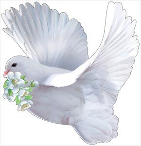 Украшение Голубь с цветочками левый
