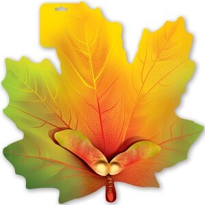 Плакат фигурный Лист кленовый желто зеленый