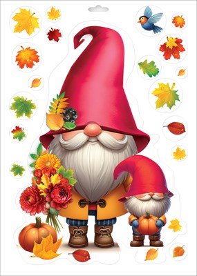 Оформительская наклейка Гномики осенью
