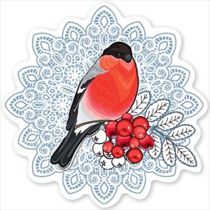 Украшение Снежинка и снегирь