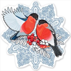 Украшение Снежинка и снегирь