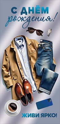 Конверт С Днём Рождения Живи ярко муж