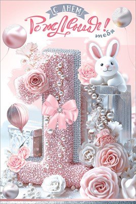 Открытка С Днём рождения тебя 1 годик