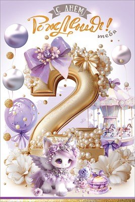 Открытка С Днём рождения тебя 2 года
