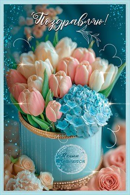 Открытка Поздравляю Мечты сбываются жен