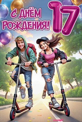 Открытка С Днём рождения 17 лет