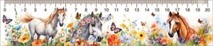 Ззакладка линейка Лошадки на цветочном лугу