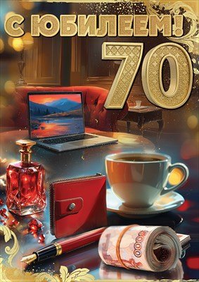 Открытка С Юбилеем 70 муж 5.0000791