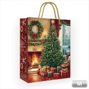 Бумажный пакет Новогодняя ёлка у камина 5.0001460