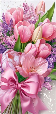 Конверт Без надписи Букет из тюльпанов и сирени жен 5.0002415