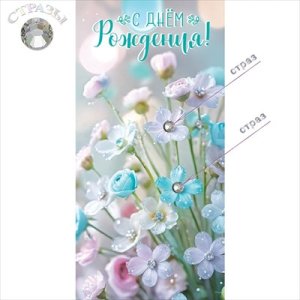 Конверт С Днём рождения стразы жен 5.0002466