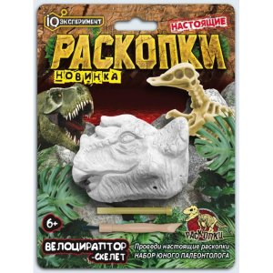 Набор раскопки череп динозавра велоцираптор IQ Эксперимент FL5066-B-RU