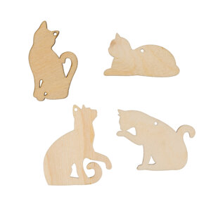 Заготовки для декорирования Mr. Carving  Набор подвесок фанера 6.5x5 см Кошечки ВД-666