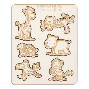 Чипборд 7см х 8,5см Зверята Mr.Painter №2 CHI-7