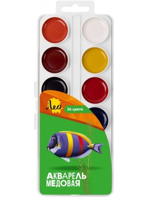 Акварель 24цв медовая Лео Ярко без кисти классическая LBW-0124