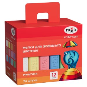 Мелки асфальтовые 24шт Мультики цв квадратные 9022324