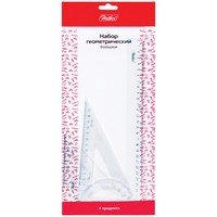 Набор Геометрический  большой треуг 2шт линейка 30см транспортир прозрачный MNn_04306