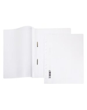 Папка скоросшиватель А4 Белая пластик с перфорацией прозрачный верх AS4_00200