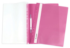 Папка скоросшиватель А4 Розовая пласт с перф прозрач верх AS4_00212