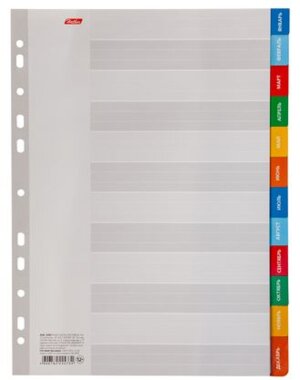 Набор Разделителей листов Картон А4ф 12л Hatber Январь-Декабрь   в пленке