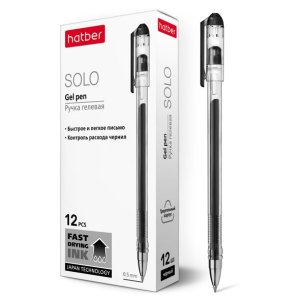 Ручка гелевая 0,5мм Черная Solo чернила fast dry трехгран GP_058620