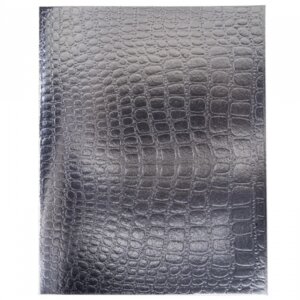 Тетрадь  48л Клетка Бумвинил METALLIC CROCO Серебро тисн 48Т5бвВ1