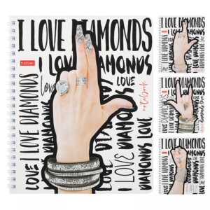 Тетрадь  48л Клетка I love diamonds 4 диз Спираль 48Т5В1гр