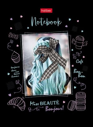 Бизнес блокнот  80л А6 112х151мм Клетка тв.переплет глянц Девушка с голубыми волосами 80ББ6В1_27347