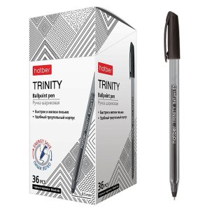 Ручка шар 0,5мм Черная TRINITY с колпачком и клипом на масл.основе трехгран BP_085300