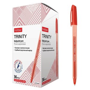 Ручка шар 0,5мм Красная TRINITY с колпачком и клипом на масл.основе трехгран BP_085301