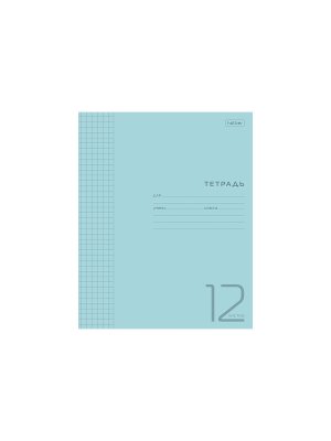 Тетрадь 12л Клетка 65г/кв.м Пластик обложка Голубая 12Т5В1