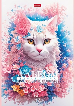 Альбом 48л Spring cat Пластик обложка тиснение 48А4Впл