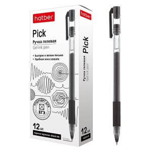 Ручка гелевая 0,7мм Pick Черная с резиновым грипом GP_085158