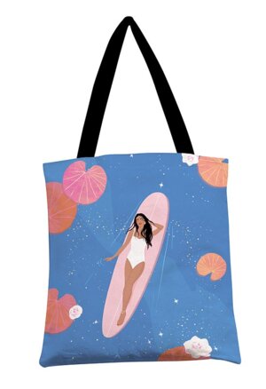 0432.093 Сумка текстильная премиум Голубая Девушка на сабе