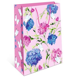 0293.542 Бумажный пакет Гортензия на розовом Бабочки