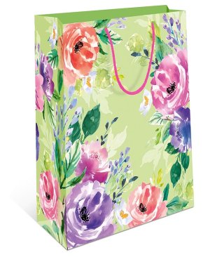 0195.123 Бумажный пакет Зеленый с цветами