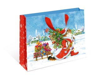 1322.735 Бумажный пакет стандарт плюс Кот с подарками НГ